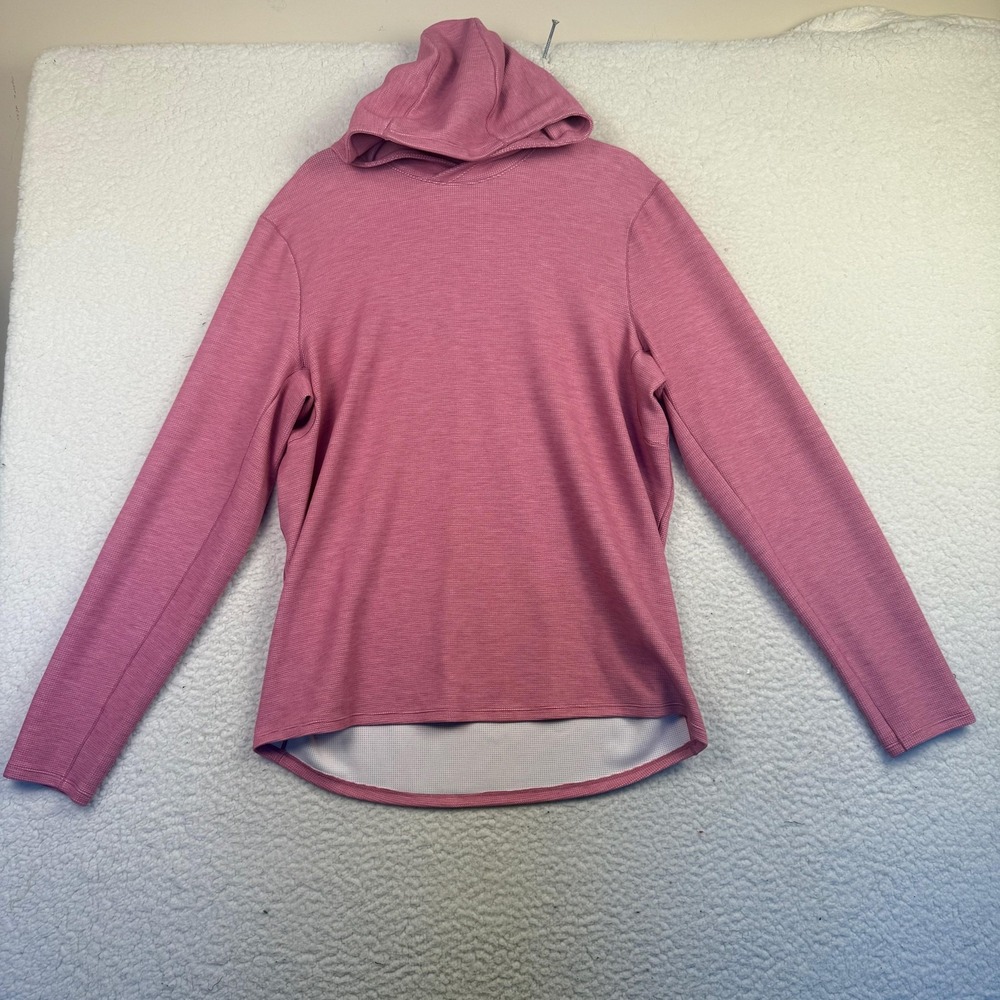 Lululemon Hoodie Womens Medium Pink Waffle Knit Long Sleeve Cozy Pullover Top - Picture 7 of 7